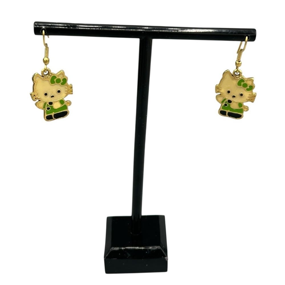 Cat Character Enamel Dangle Earrings